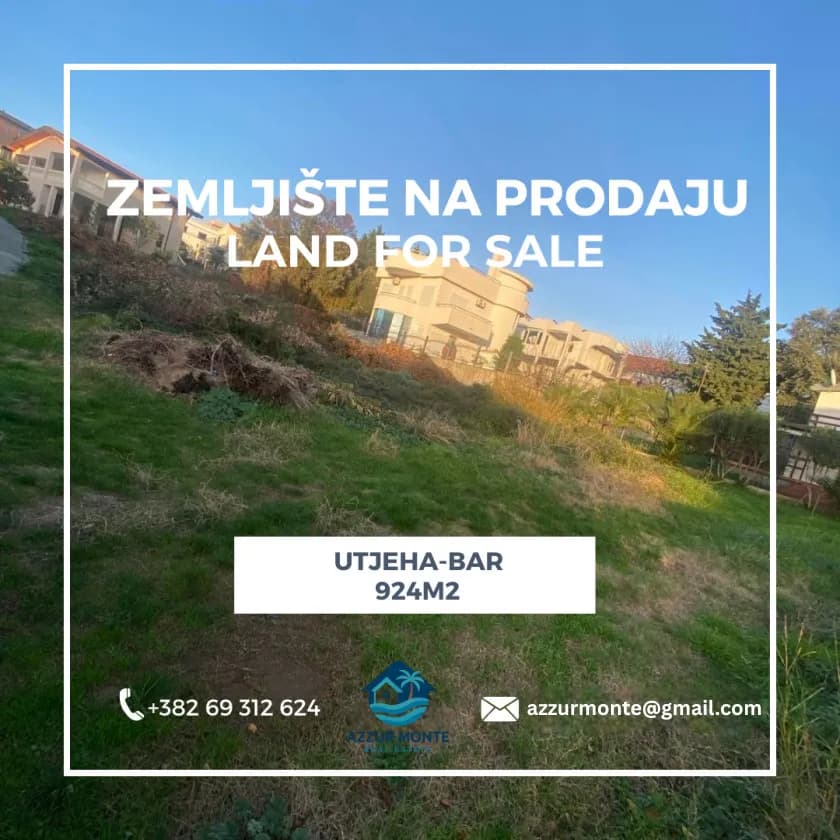 Zemljište,924m2,Utjeha,Bar,Prodaja
