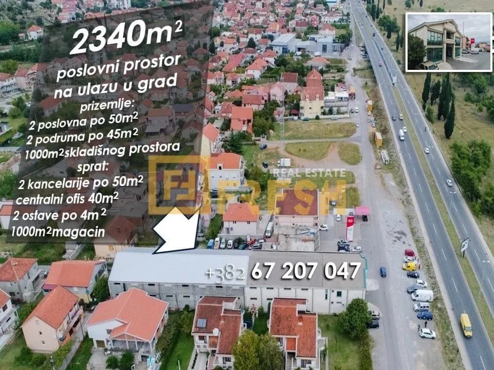 Poslovni prostor 2340m2, na izlazu iz grada