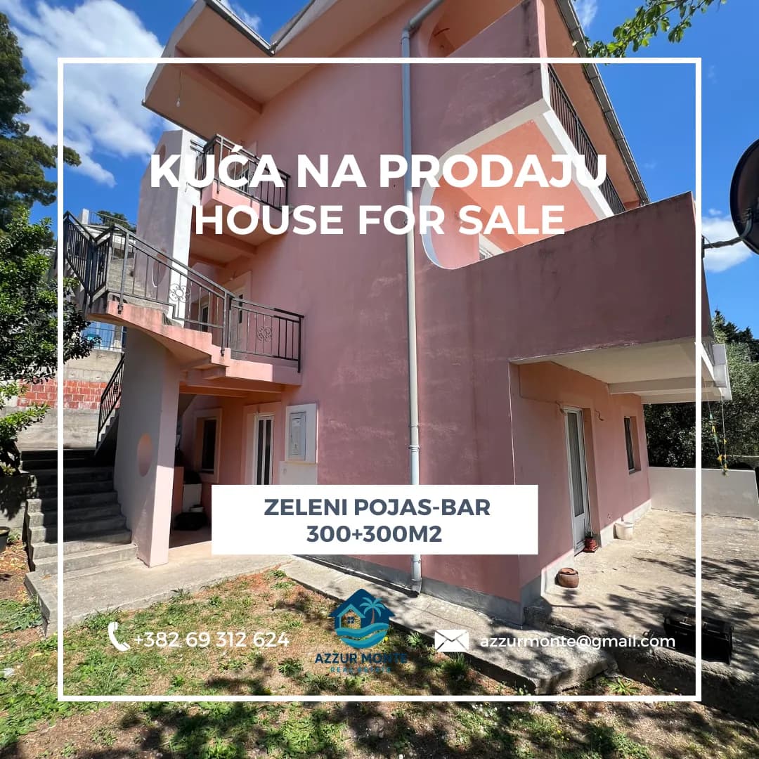 Prodaja, Kuća ili Vila, 300m2, Zeleni Pojas, Bar