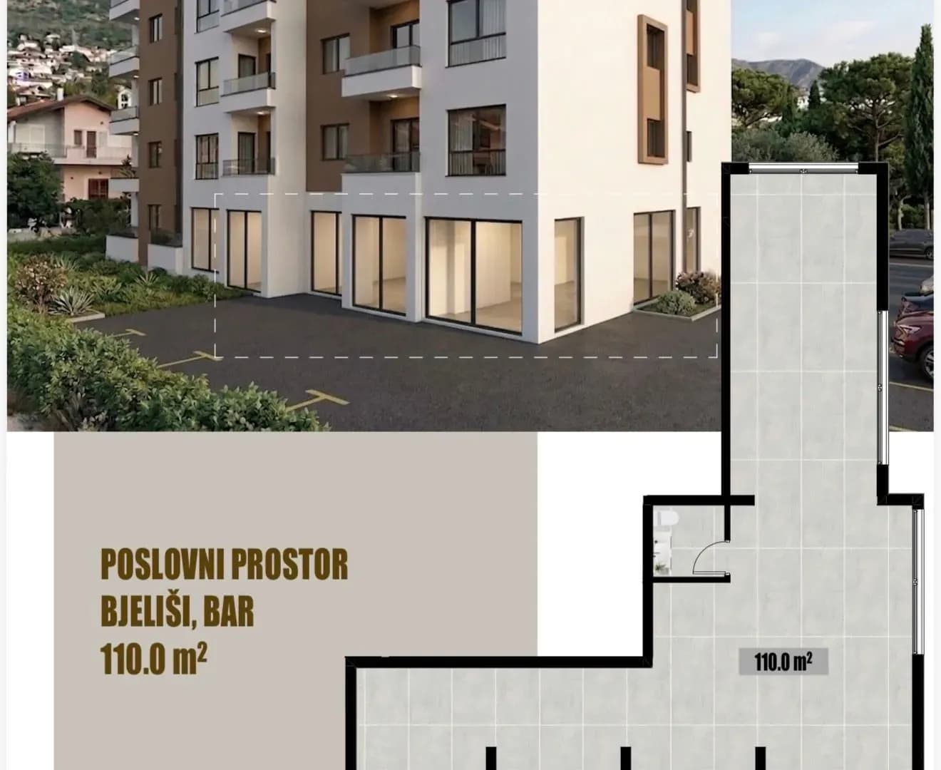 Prodaja, Poslovni prostor, 110m2, Bjeliši, Bar
