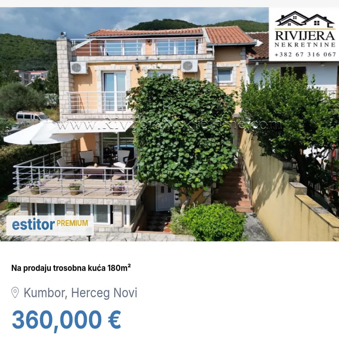 Trospratna kuca sa pogledom na more Herceg Novi Kumbor