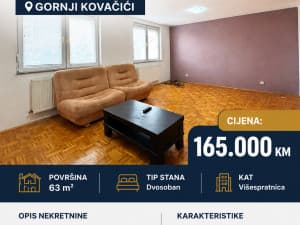 NN Nekretnine : Dvosoban stan 63m2 - Gornji Kovačići