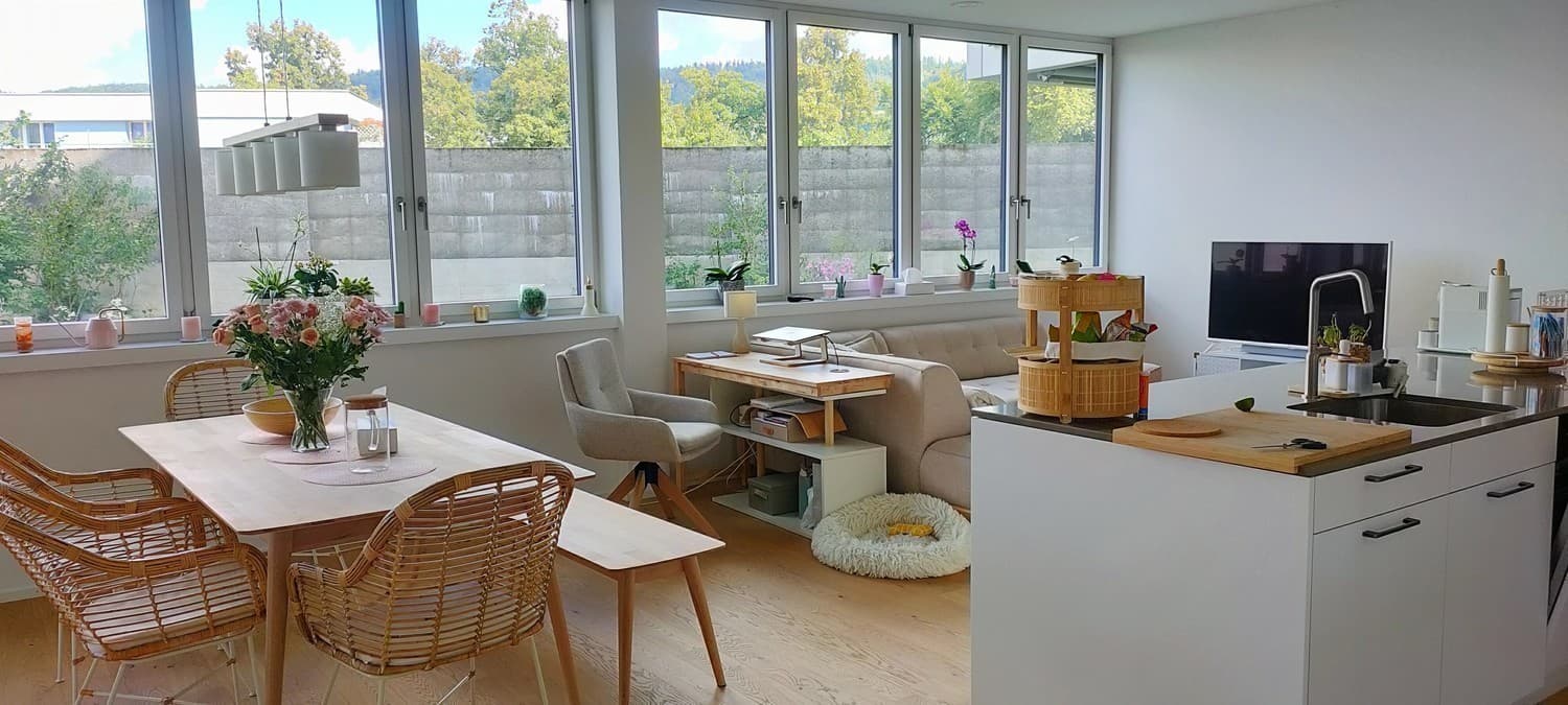 Möbliertes Zimmer in grosszügiger, moderner 3.5-Zimmer-WG mit Garten – 5 Min. vom Bahnhof Baden