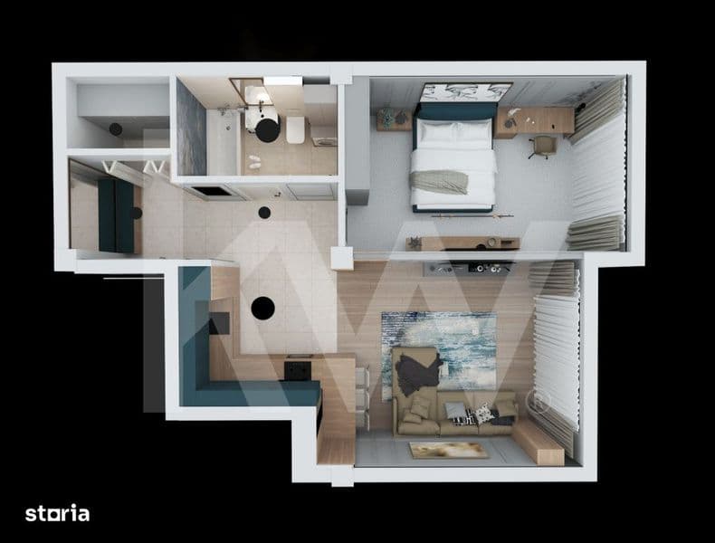 Apartament 2 camere 61,34 mp