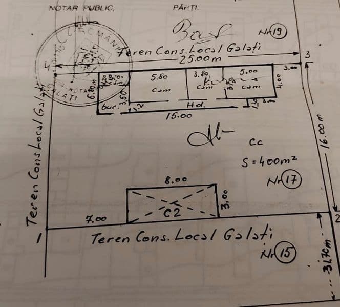 Teren 400 m² + Casă bătrânească - Galați.