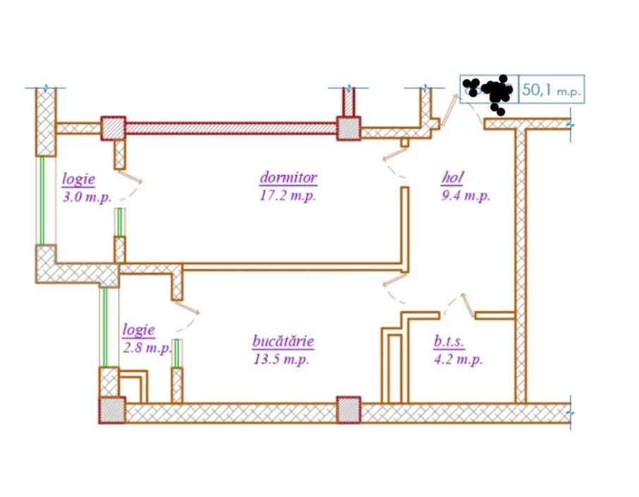 Apartament cu 1 cameră, 50 m², 4 etaj