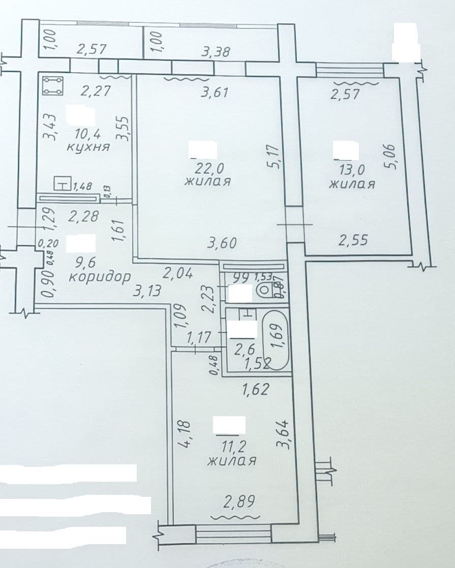 Apartament cu 3 camere, 70 m², 3 etaj