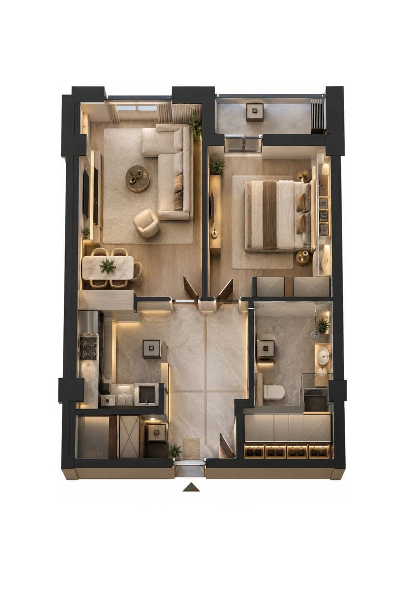 Apartament cu 1 cameră, 46 m², 4 etaj