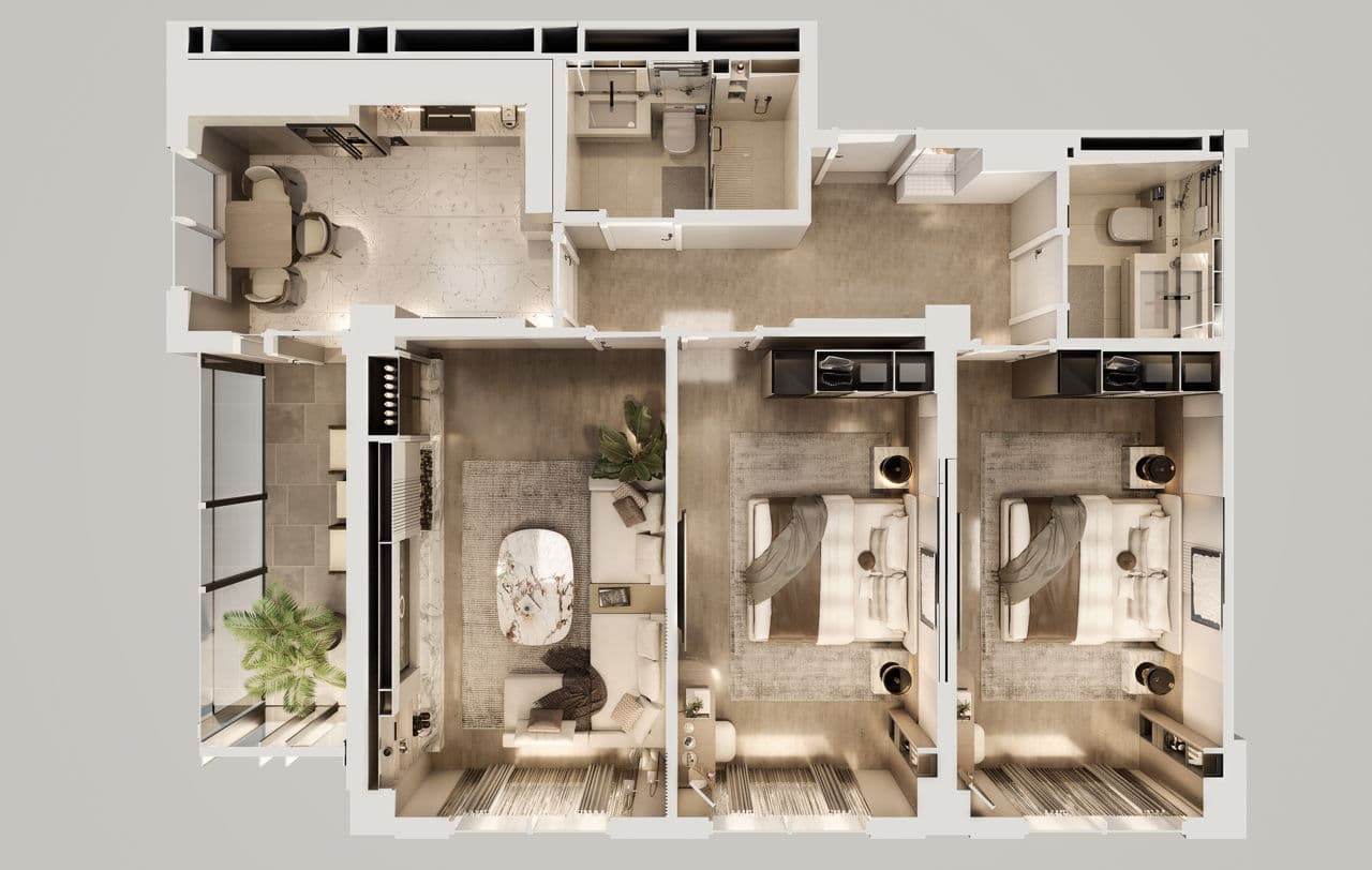 Apartament cu 3 camere, 91 m², 6 etaj