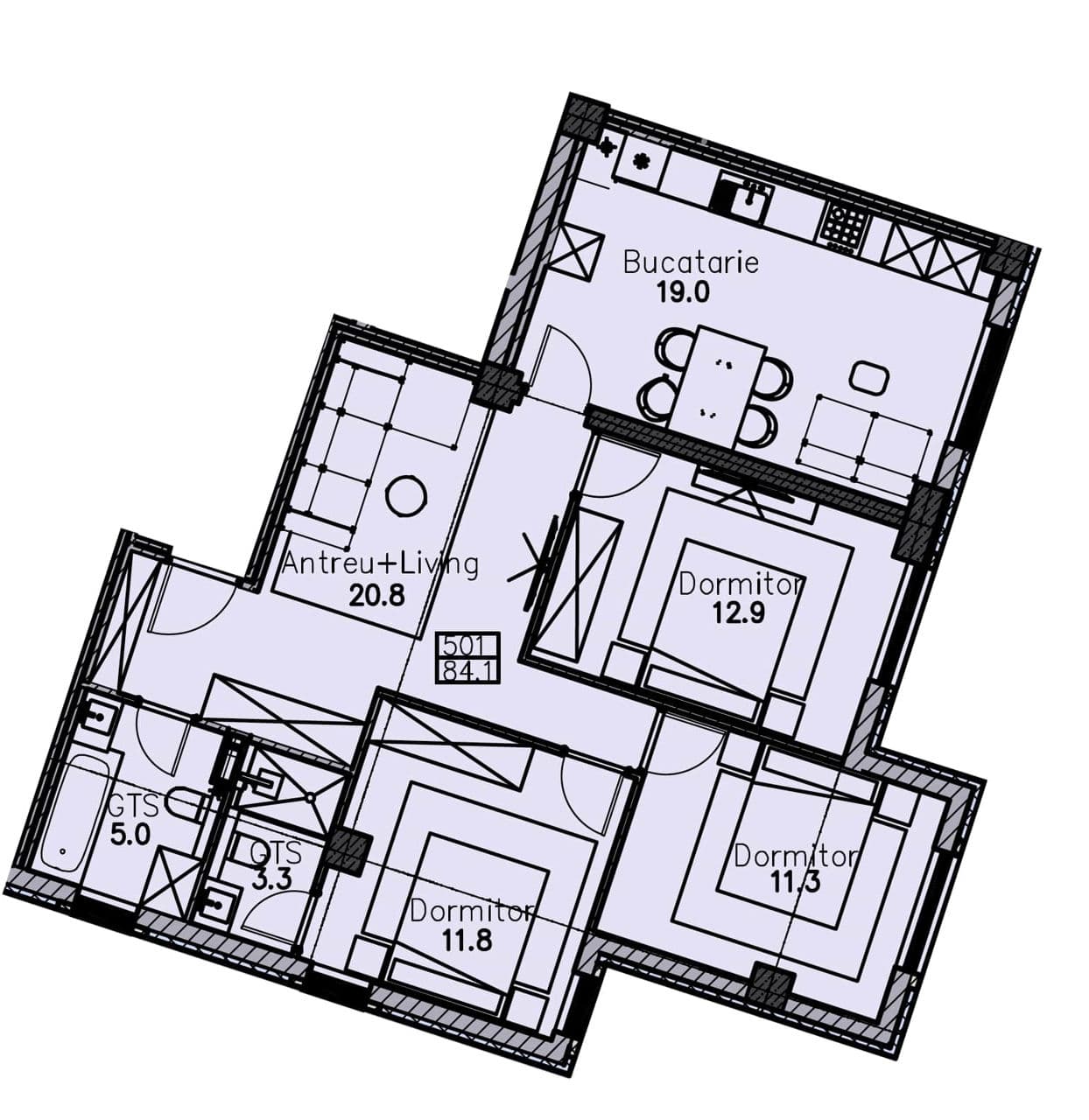 Apartament cu 3 camere,  Centru,  Durlești,  Chișinău mun.