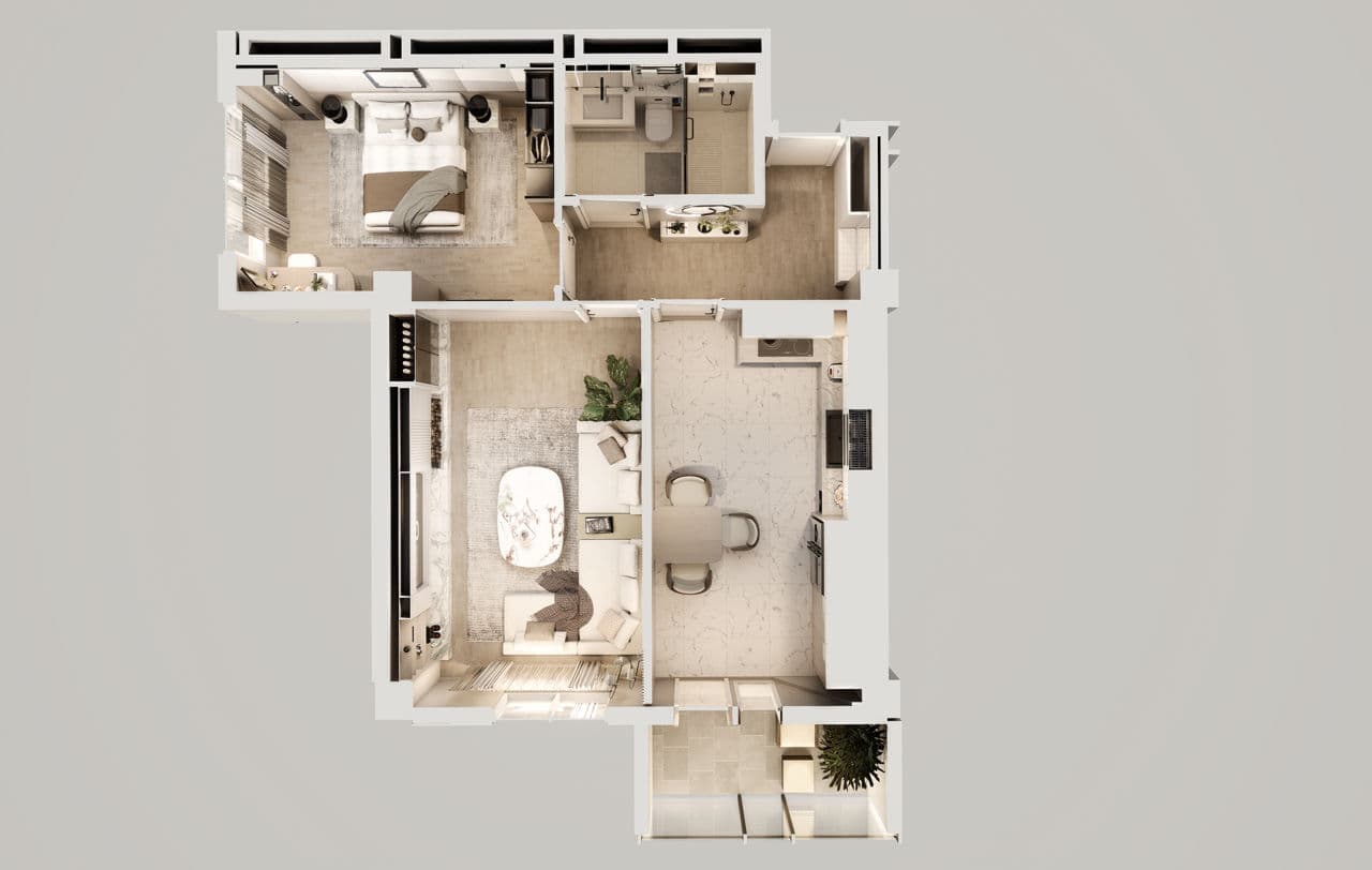 Apartament cu 2 camere, 60 m², 5 etaj