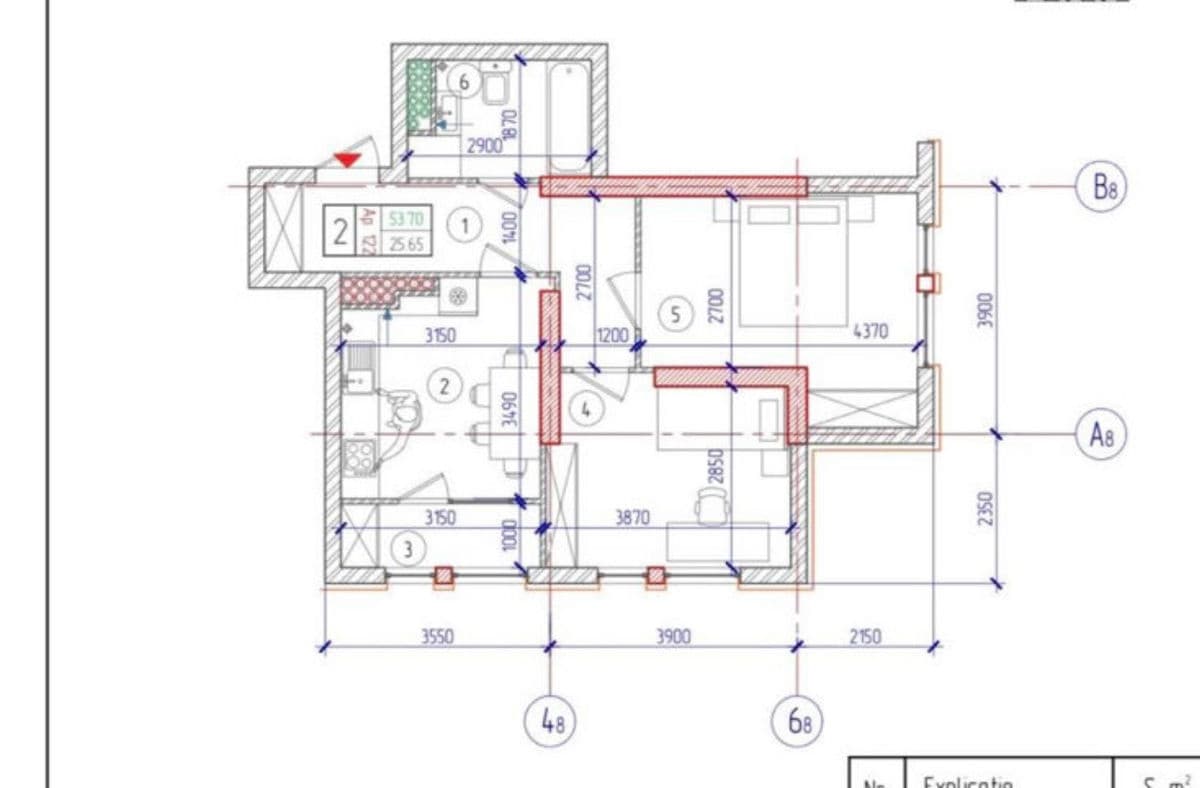 Apartament cu 2 camere, 54 m², 12 etaj