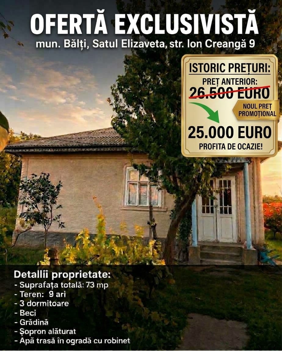 Casă 73 m² pe teren 9 ari