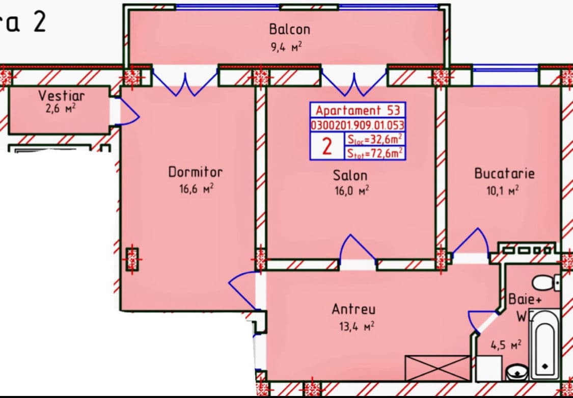 Apartament cu 2 camere, 73 m², 6 etaj