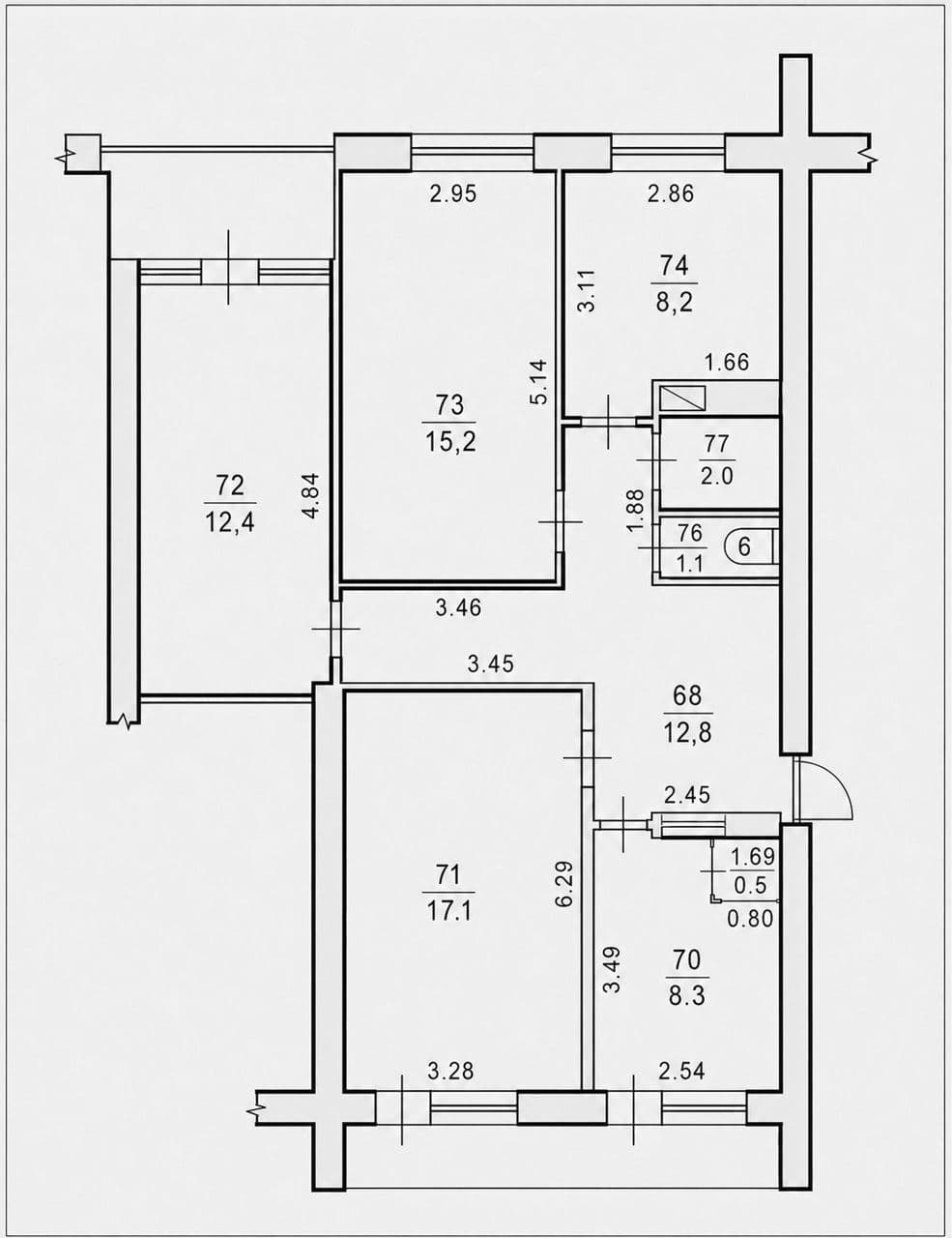 Apartament cu 4 camere, 86 m², 5 etaj