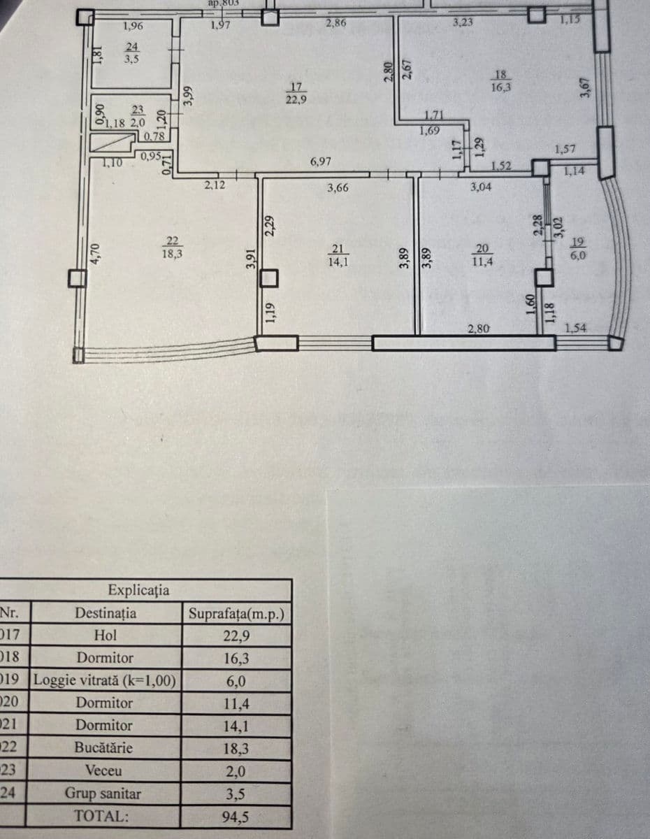 Apartament cu 3 camere, 94 m², 9 etaj