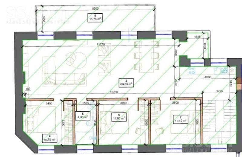 4 rooms, 46.0 m², Piedāvājumā brīnišķīgs trīs guļamistabu istabu dzīvoklis ar piln, Majori