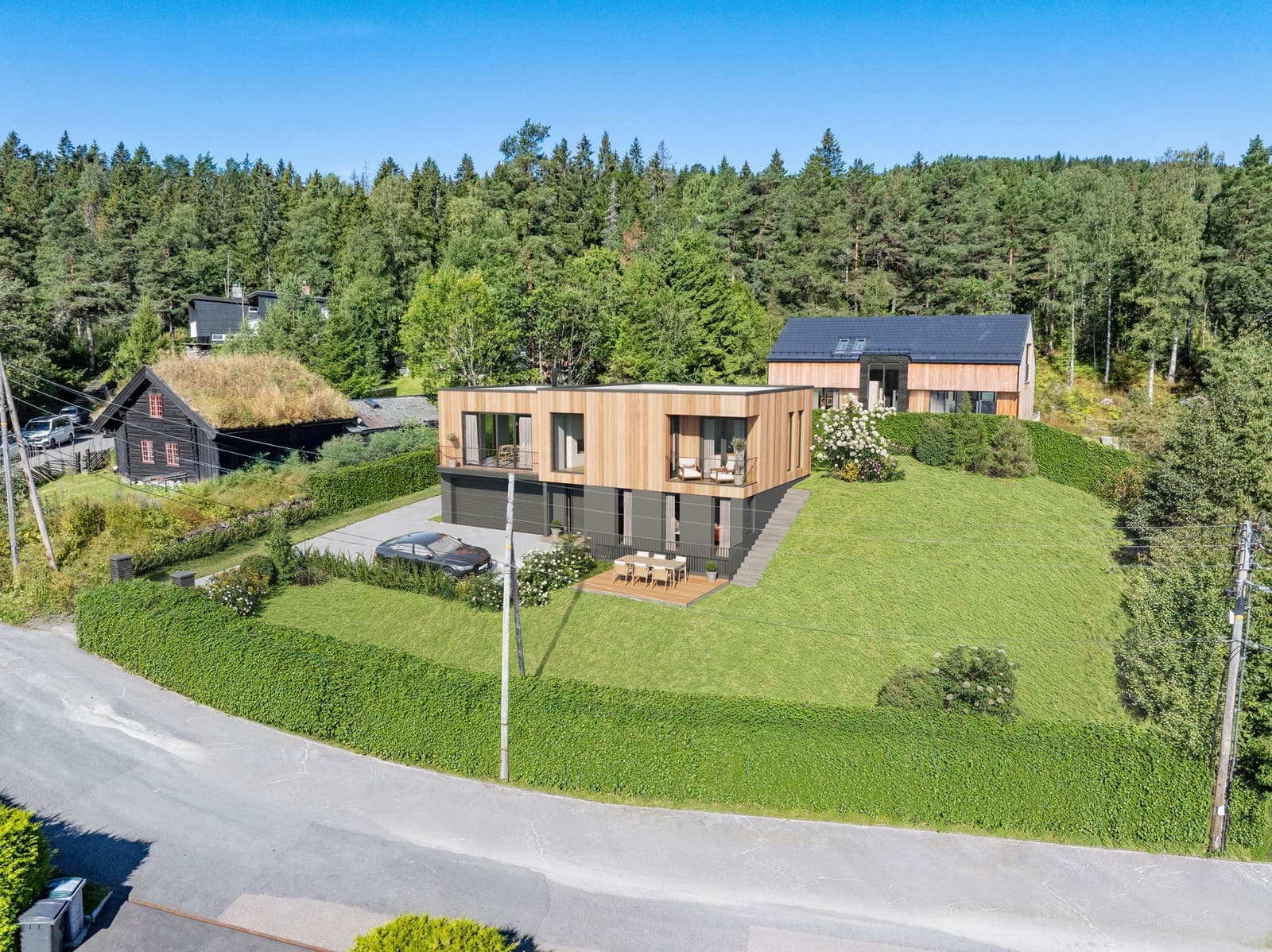 TINHOLT Eiendomsmegling VETTAKOLLEN - Ny enebolig over 3 plan med garasje. Solrik tomt på 1049 m² på et høydedrag med utsikt |