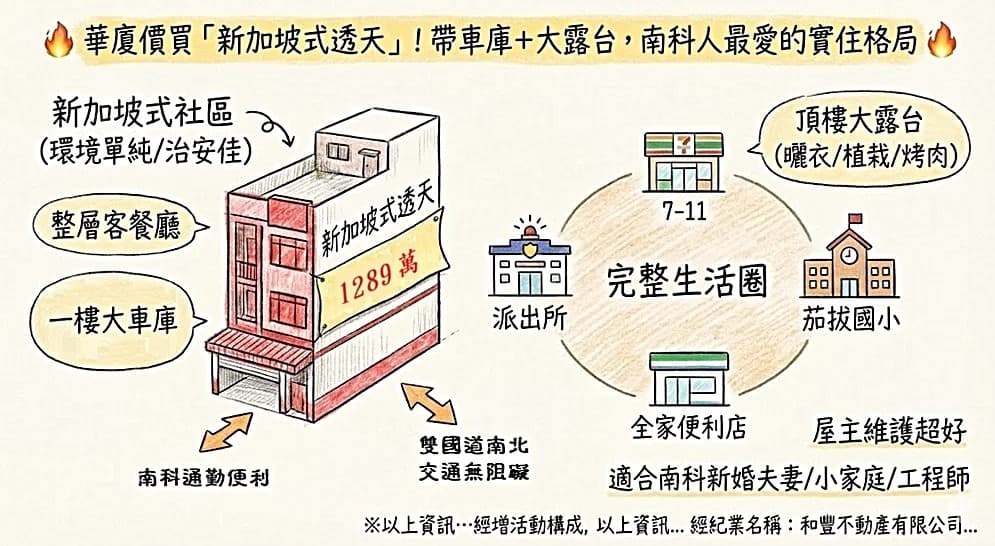 善化近茄拔國小新加坡式社區車庫透天