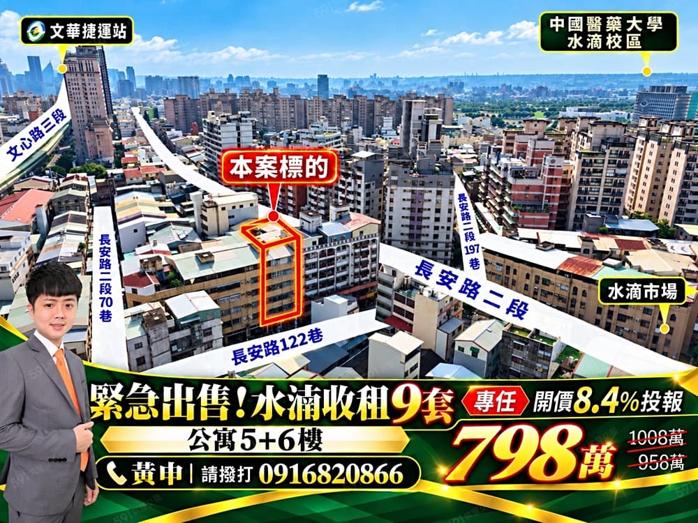 殺爆市場🔥開價8%投報率🔥水湳市場旁🔥精裝收租9套