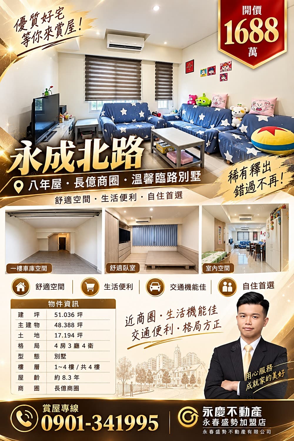 太平長億商圈｜坤悅迎透天輕屋齡臨路車庫別墅