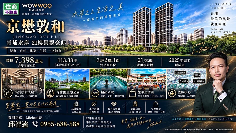 京懋敦和｜青埔豪宅｜水岸景觀雙車｜青埔房產Michael哥