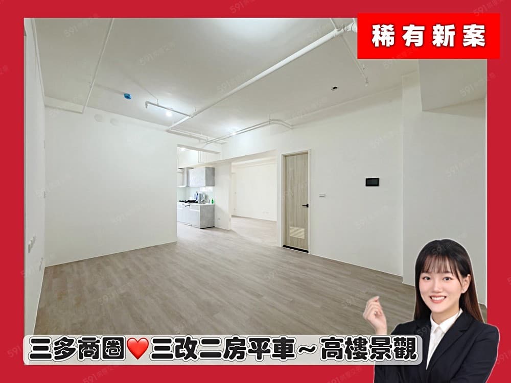 稀有新案！三多商圈★高樓採光～永久景觀～新3改2房平車