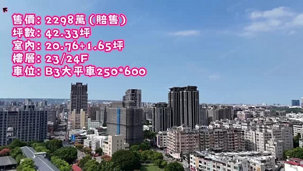 西屯🌸開價賠售‼️「VVS1」A12棟面新光3房平車次頂樓