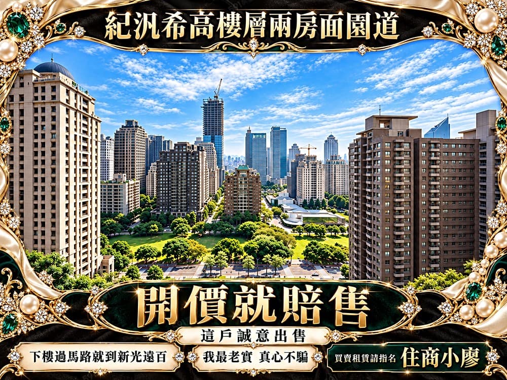 超Ａ案！開價就賠售🌺紀汎希朝南面園道🌺過馬路就逛遠百新光