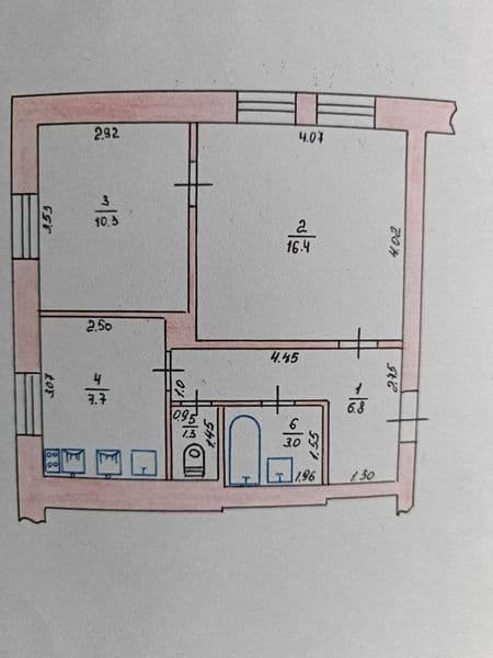 Квартира у центрі м. Ізюм 45,5 кв. м. з індивідуальним газовим опаленням
