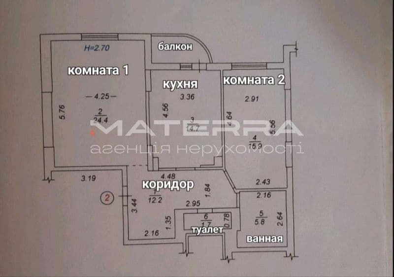 Простора 2к квартира 77 м² | Боярка вул. Білогородська, 51