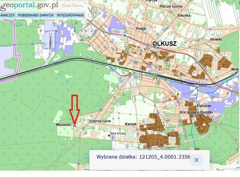 Działka 1023 m² w mieście, blisko lasu - Olkusz, Mazaniec