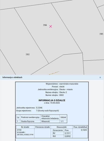 OLECKO. Działka budowlana 1603m2