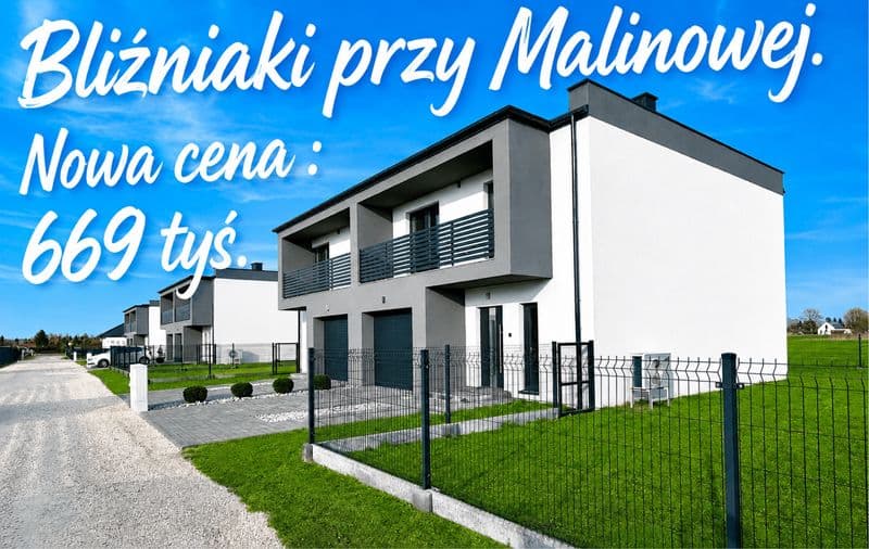 Piotrków Tryb. Ul. Malinowa 44. Nowy dom w zabudowie  bliźniaczej.