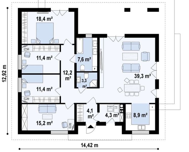 Dom 131 m2, działka 100 mkw dach kopertowy