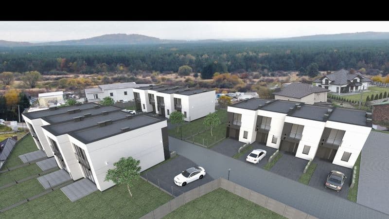 Nowoczesny dom dla rodziny w zabudowie szeregowej z ogrodem | 98 m² | Ogrodzieniec