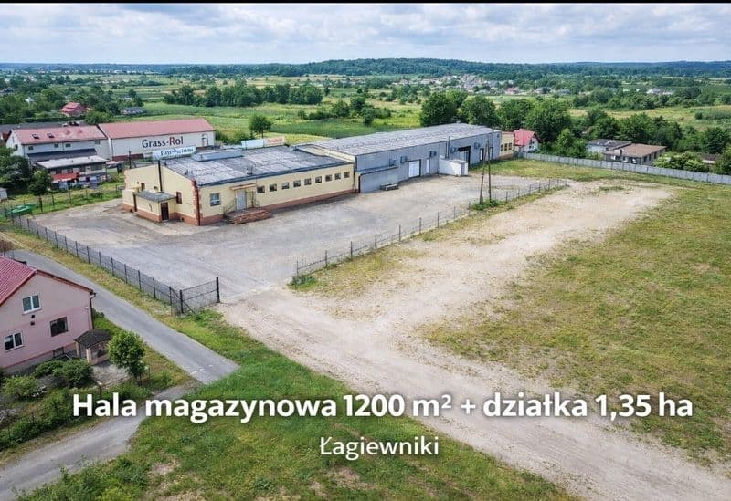 Hala magazynowa 1200 m² + działka 1,35 ha – Łagiewniki