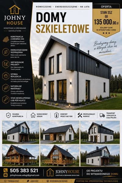 Dom szkieletowy ocieplony 6x9m / stan SSZ - Johny House
