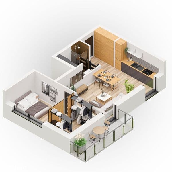 3-pokoje | 47m2 | Osiedle domów jednorodzinnych