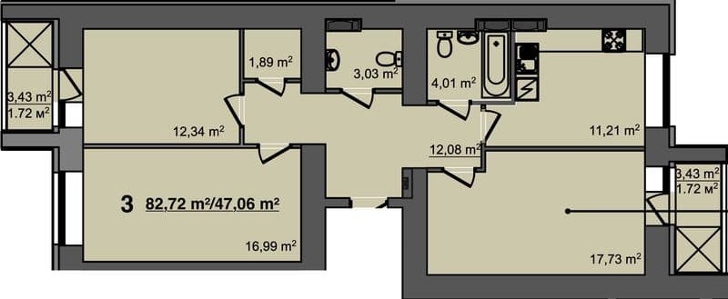 3-к квартира 83,5 м², 5 поверх, ЖК Світанок, III кв. 2026
