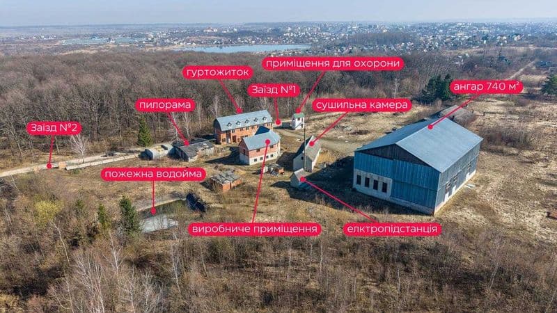 Приміщення виробничо-складське та адмін будівля + гуртожиток .Дрогобич