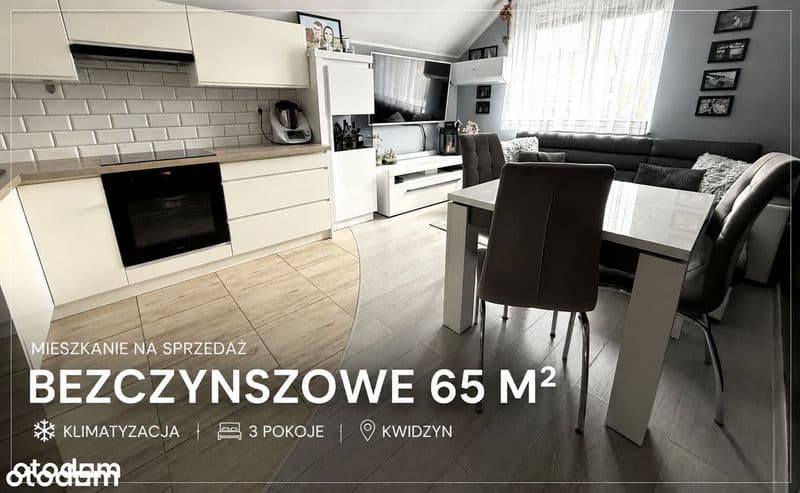Bezczynszowe  mieszkanie z klimatyzacją | 65 m2 | 3 pokoje | Kwidzyn