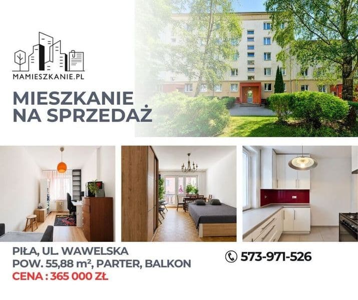 Piła, ul. Wawelska – 3 pokoje, parter, balkon
