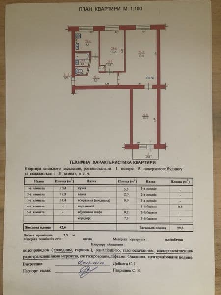 Обміняю 3-кімнатну квартиру на 1-однокімнатну квартиру, з доплатою