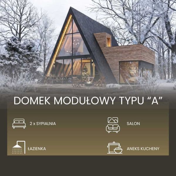 Szkieletowy Dom Modułowy A-Frame z Antresolą , na zgłoszenie 60+30 m2