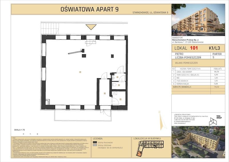 Starachowice centrum, Lokal Usługowy, Stan deweloperski, Nowy budynek