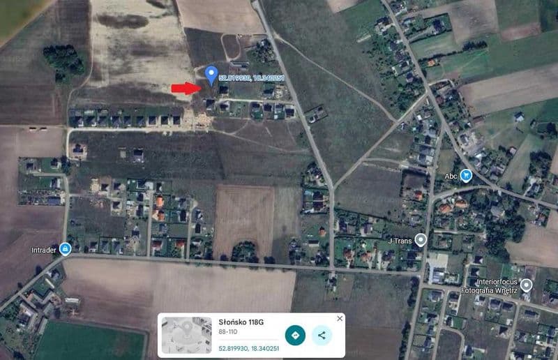 Działka budowlana 1696 m² – Słońsko k. Inowrocławia | MPZP | media