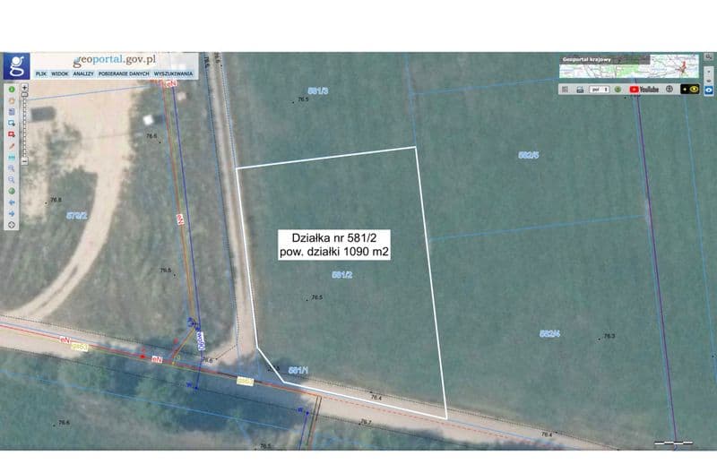 Działka budowlana koło Nowego Tomyśla pow. 1090 m2.