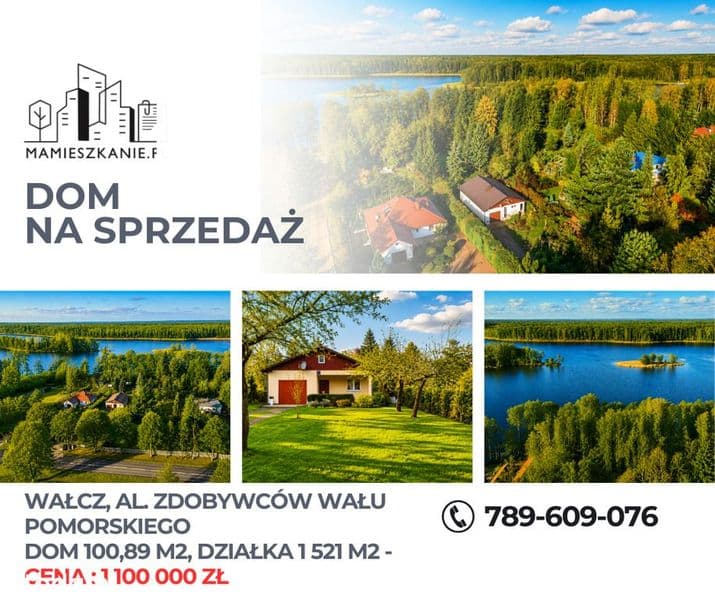 Dom nad Jeziorem Raduń, Wałcz – działka 1521 m2