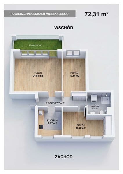 DUŻE MIESZANIE na osiedlu WIDOK – 72m2, Księga Wieczysta
